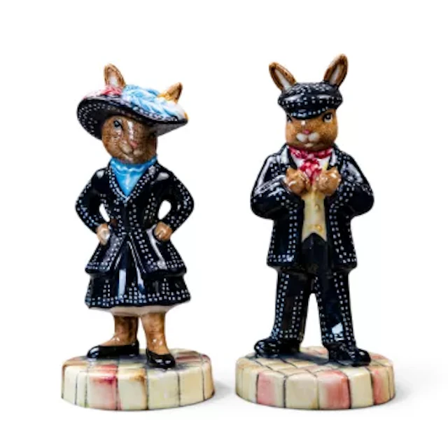 Royal Doulton pair of Bunnykins figures Pearly King DB411 and Pearly