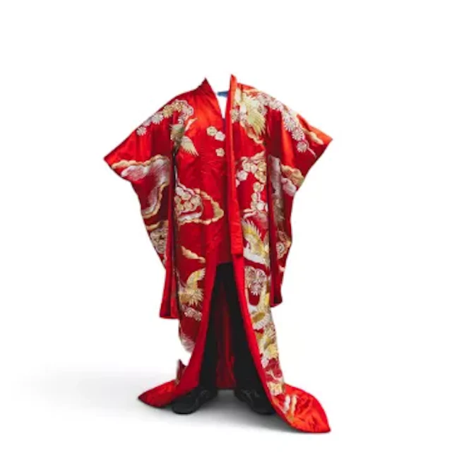 Authentic vintage Japanese silk Kimono robe or high grade Maru obi