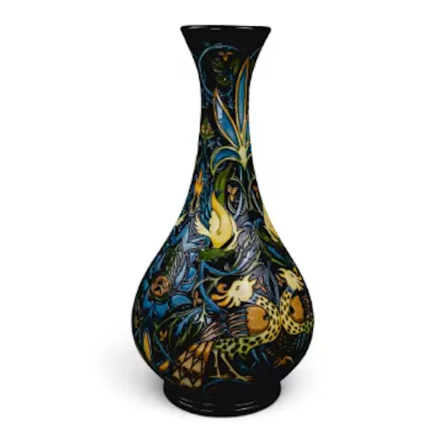 A large Moorcroft trial vase of the 'Peacocks and Dragons design by