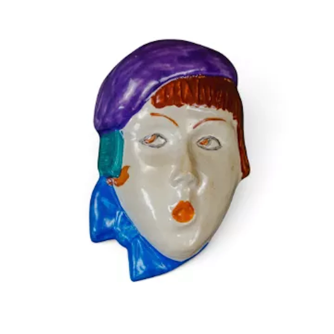 Rare Beswick 'Girl with Beret & Scarf' in purple. Model 362. h.10cm