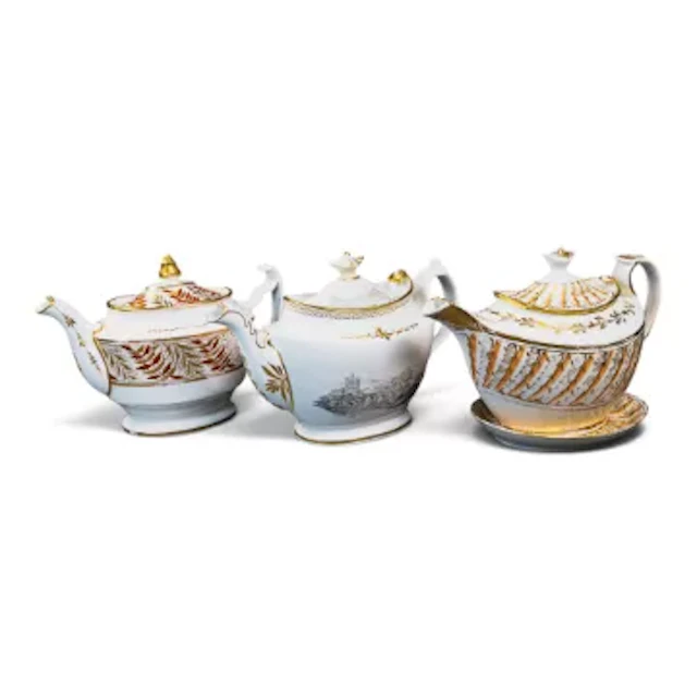 A group of 3 English porcelain 19th century teapots by various manufacturers