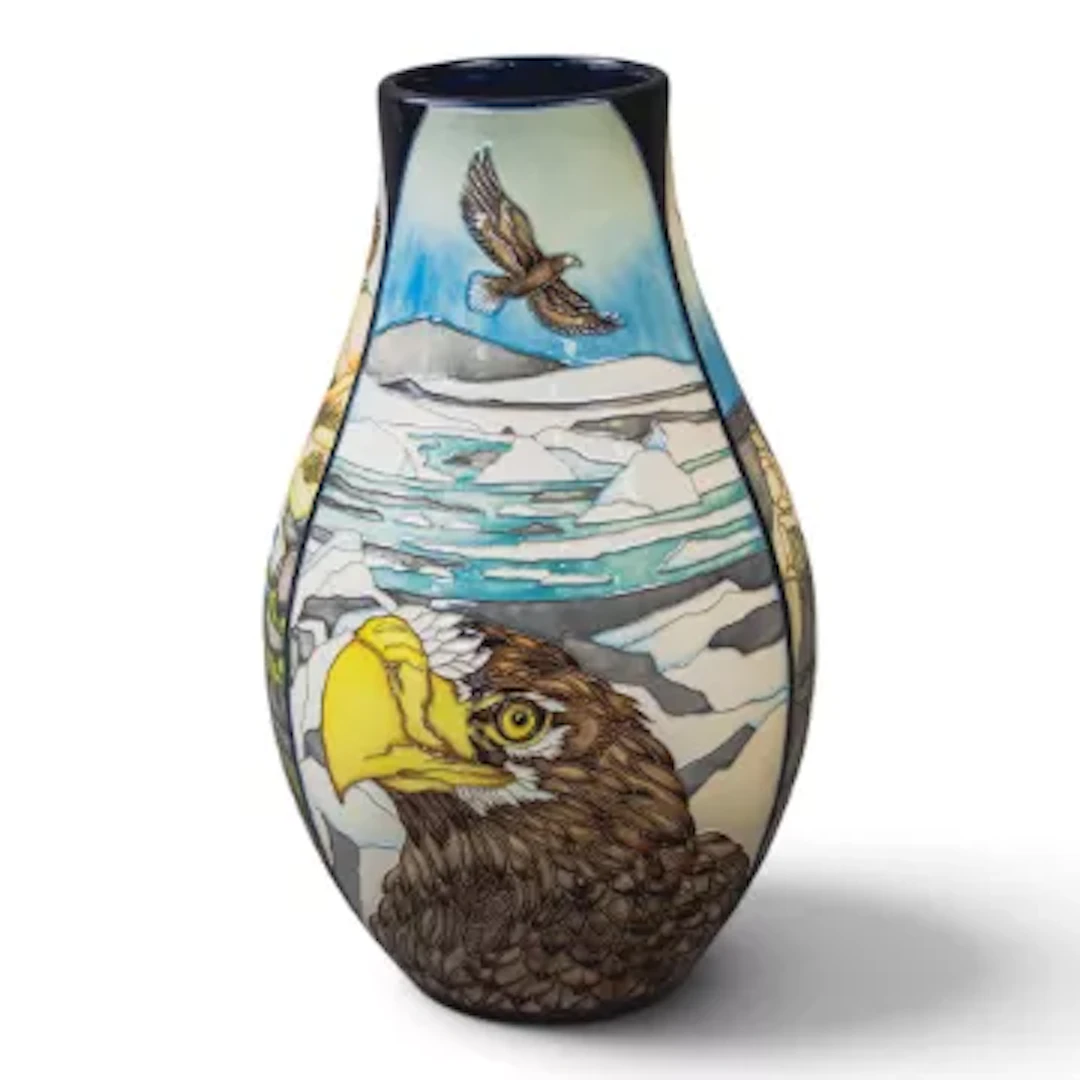 A Moorcroft trial vase in the 'On Eagles Wings' design by Paul Hilditch