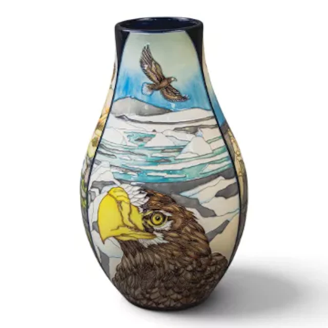 A Moorcroft trial vase in the 'On Eagles Wings' design by Paul Hilditch