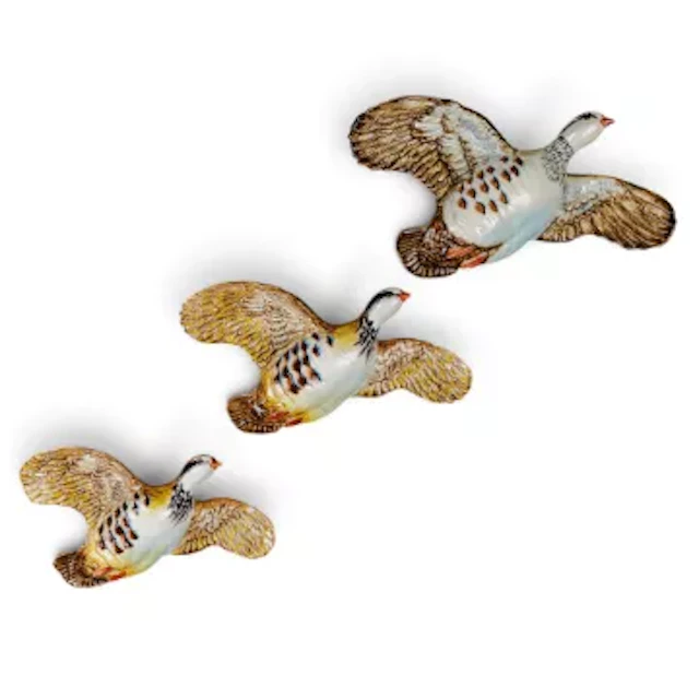 Beswick set of 3 Pink Legged Partridge wall plaques. Models 1188/1