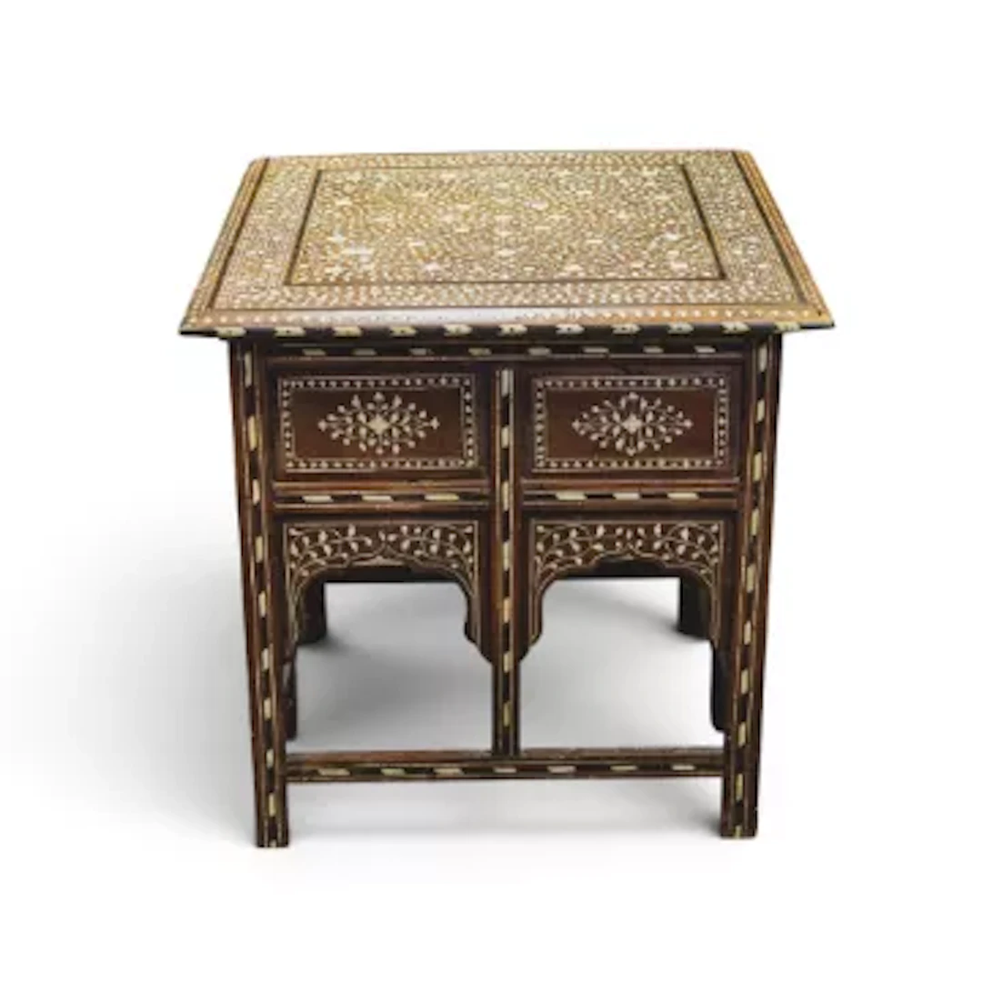 Hoshiarpur Anglo-Indian 19th century square inlaid hardwood table