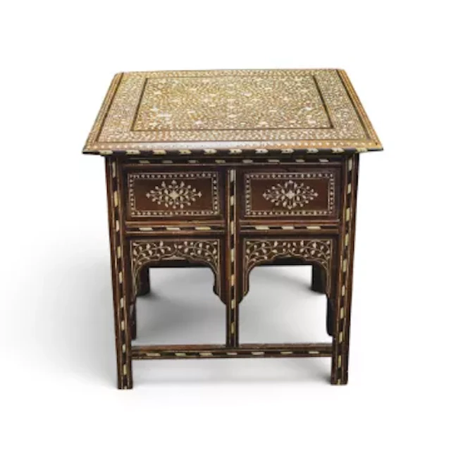 Hoshiarpur Anglo-Indian 19th century square inlaid hardwood table