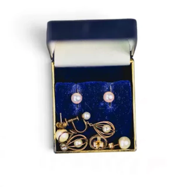 A collection of antique earrings including a pair of 10ct pearl in