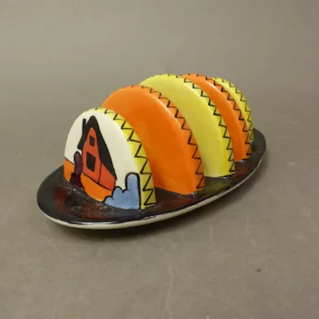 Lorna Bailey Chetwynd pattern toast rack, Old Ellgreave backstamp, length 18cm.