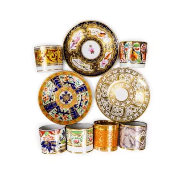 A group of 19th century English porcelain coffee cans together with