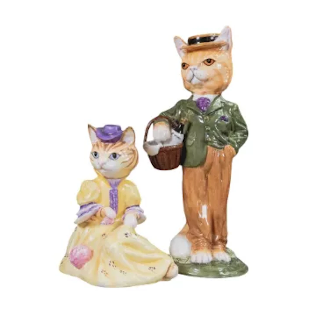 A pair of Royale Stratford limited edition cat figures. Height of