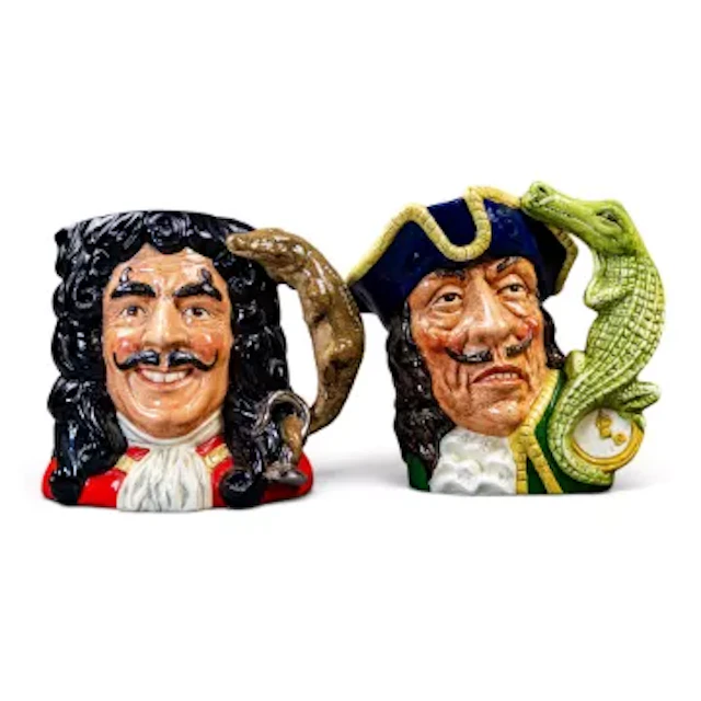Royal Doulton character jugs. Two different versions of Captain Hook