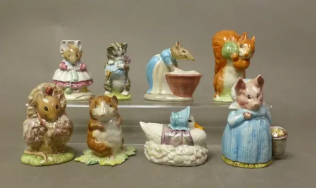 Beswick Beatrix Potter figures, Timmy Willie, Miss Moppet, Aunt Pettitoes