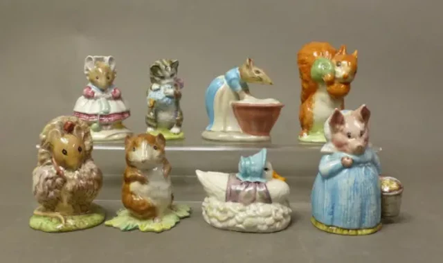 Beswick Beatrix Potter figures, Timmy Willie, Miss Moppet, Aunt Pettitoes