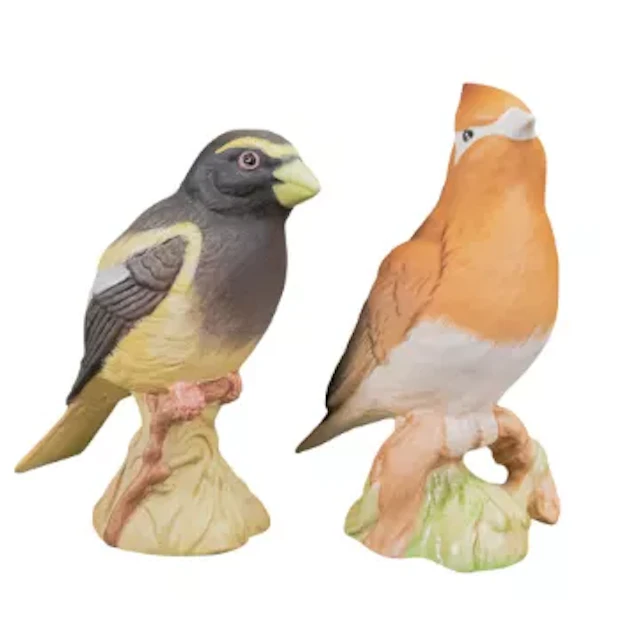 Beswick Cedar Waxwing 2184 & Evening Grosbeak 2190. (2)