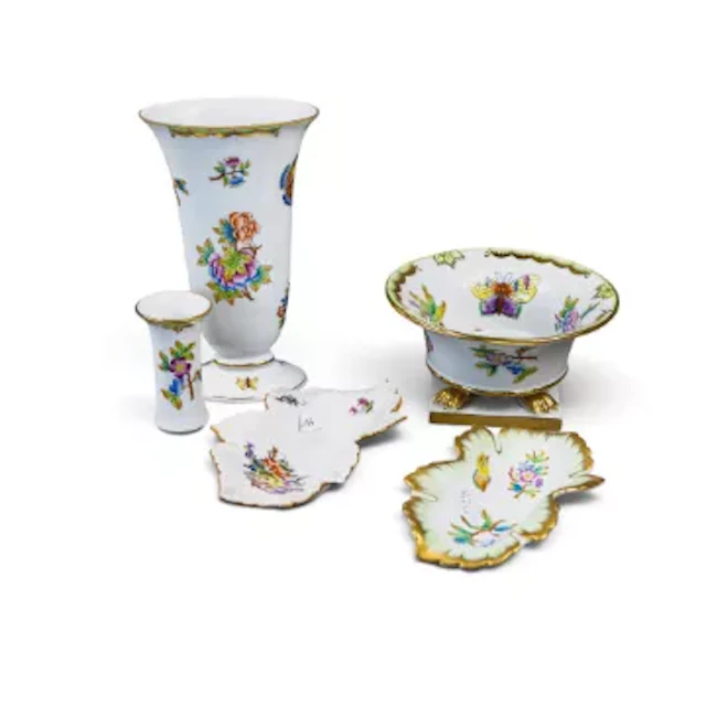 Herend of Hungary porcelain selection to include:- clawed footed pedestal