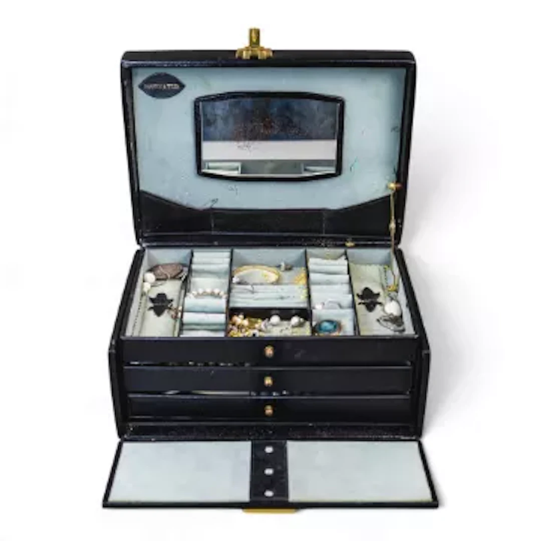 A collection of vintage ladies jewellery in leather Mappin & Webb