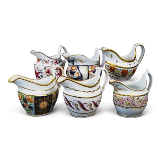 A group of 6 English porcelain 19th century cream jugs by various