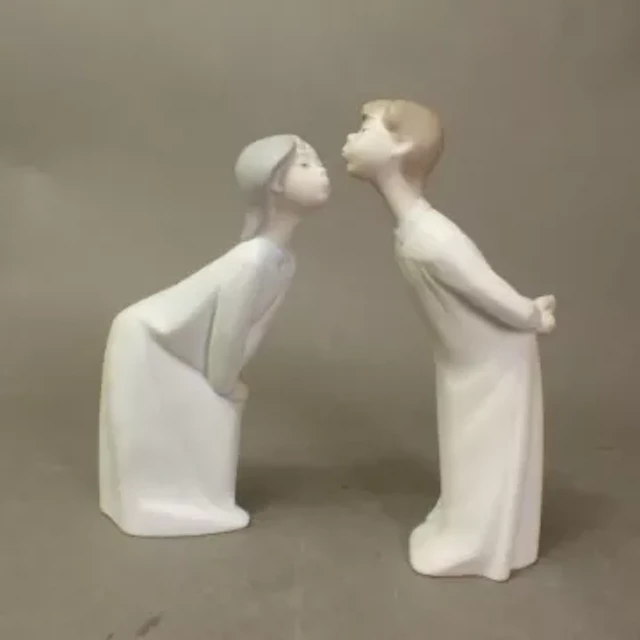 Two Lladro figures, Kissing Goodnight girl and boy, models 4873 and