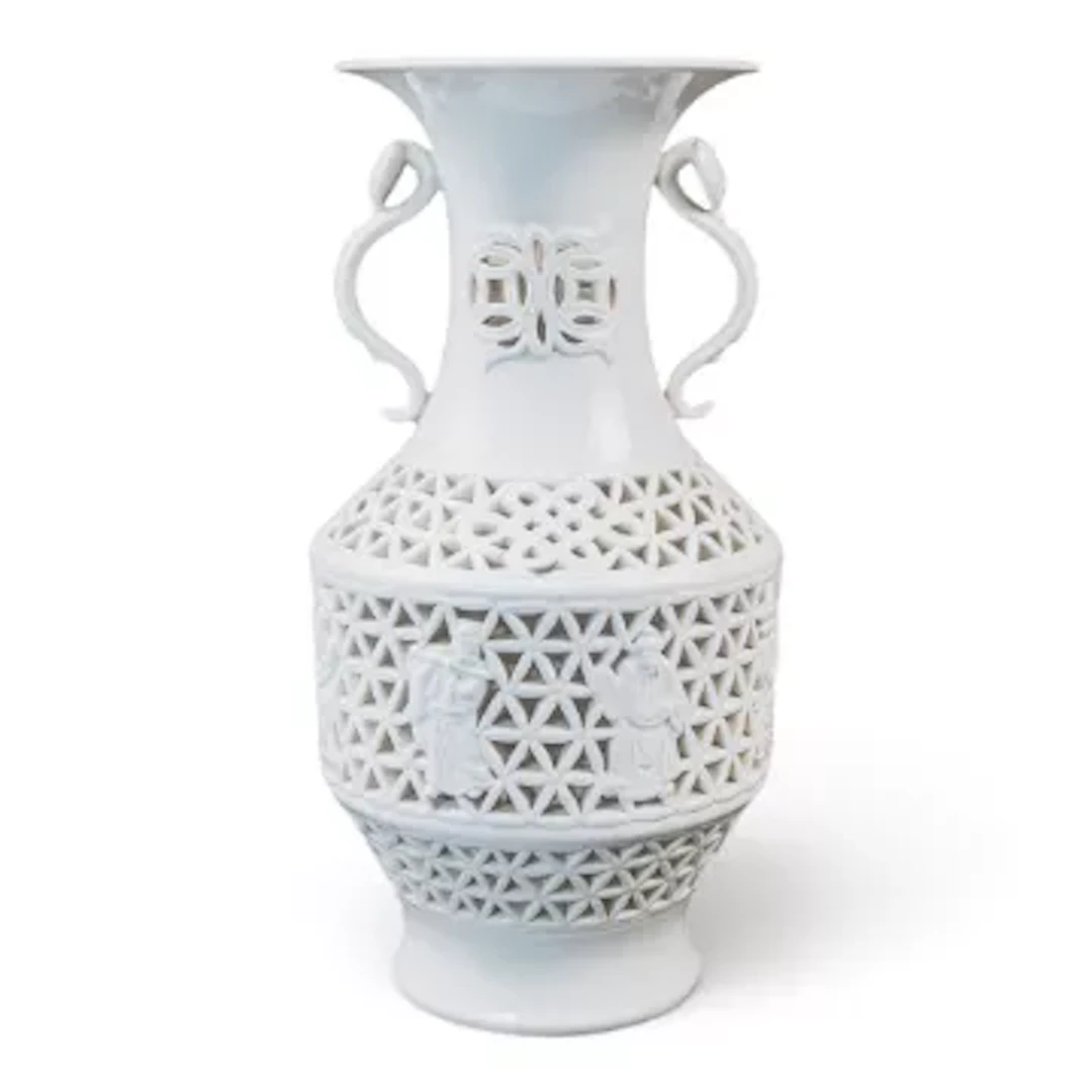 Late 19th/early 20th century Chinese Blanc de Chine twin handled lamp