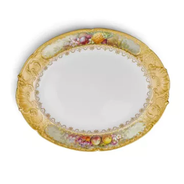 A late 19th Century Doulton Burslem oval plate with an ornately decorated