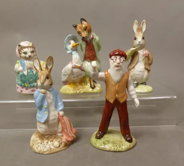 Royal Albert Beatrix Potter figures, Cousin Ribby, Mr McGregor, Jemima