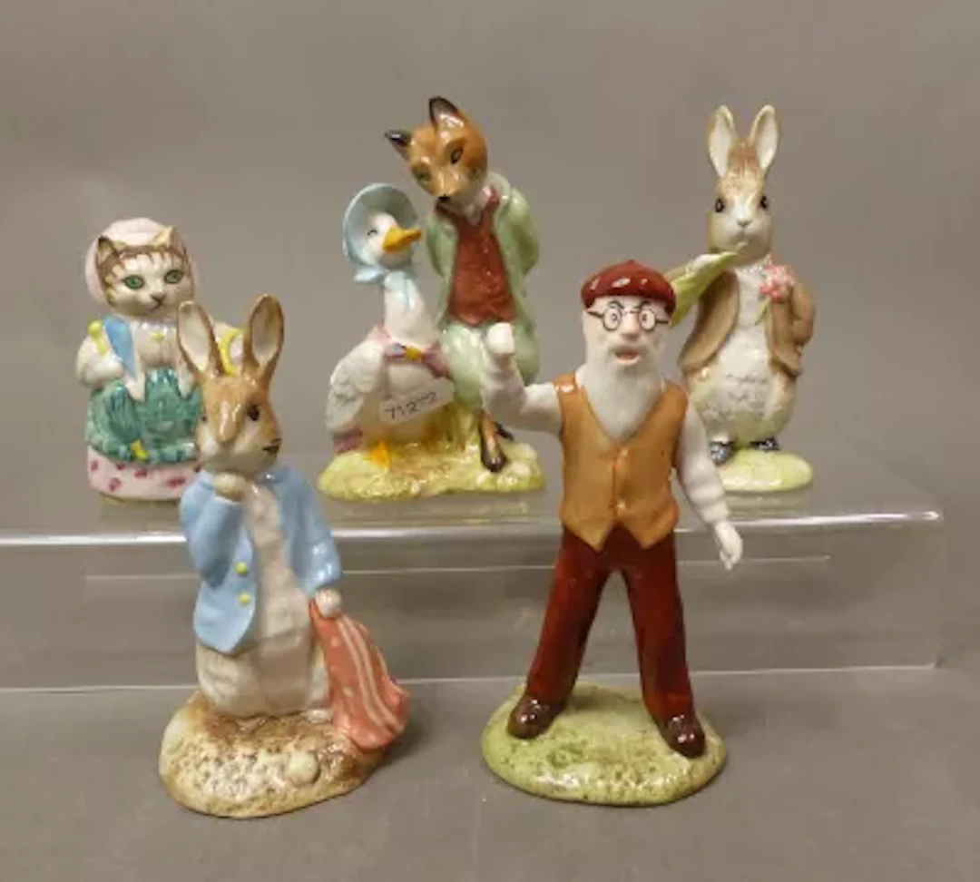 Royal Albert Beatrix Potter figures, Cousin Ribby, Mr McGregor, Jemima