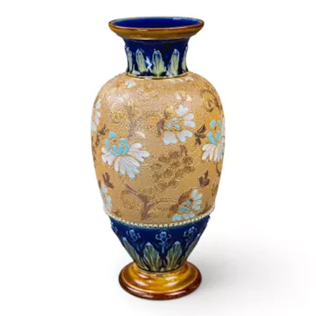 A Doulton Lambeth Slaters vase, typically decorated with a floral