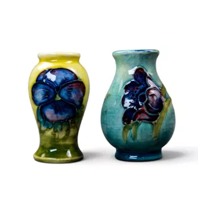 Two Moorcroft miniature vases , both c1970, consisting of a vase in