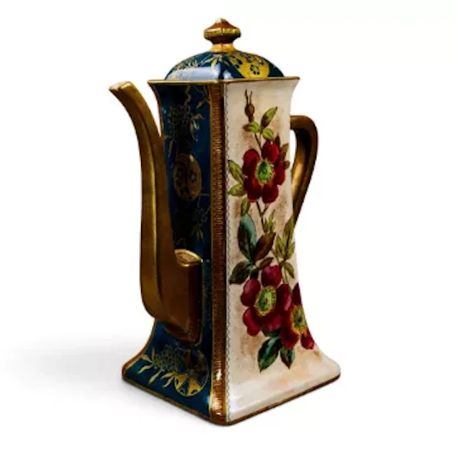A 19th century Doulton coffee pot , c1880, decorated in a floral pattern