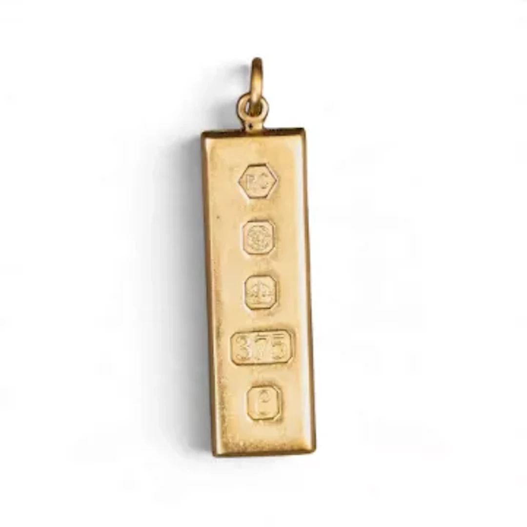 9ct gold ingot, h.4.5cm, 14.6g.