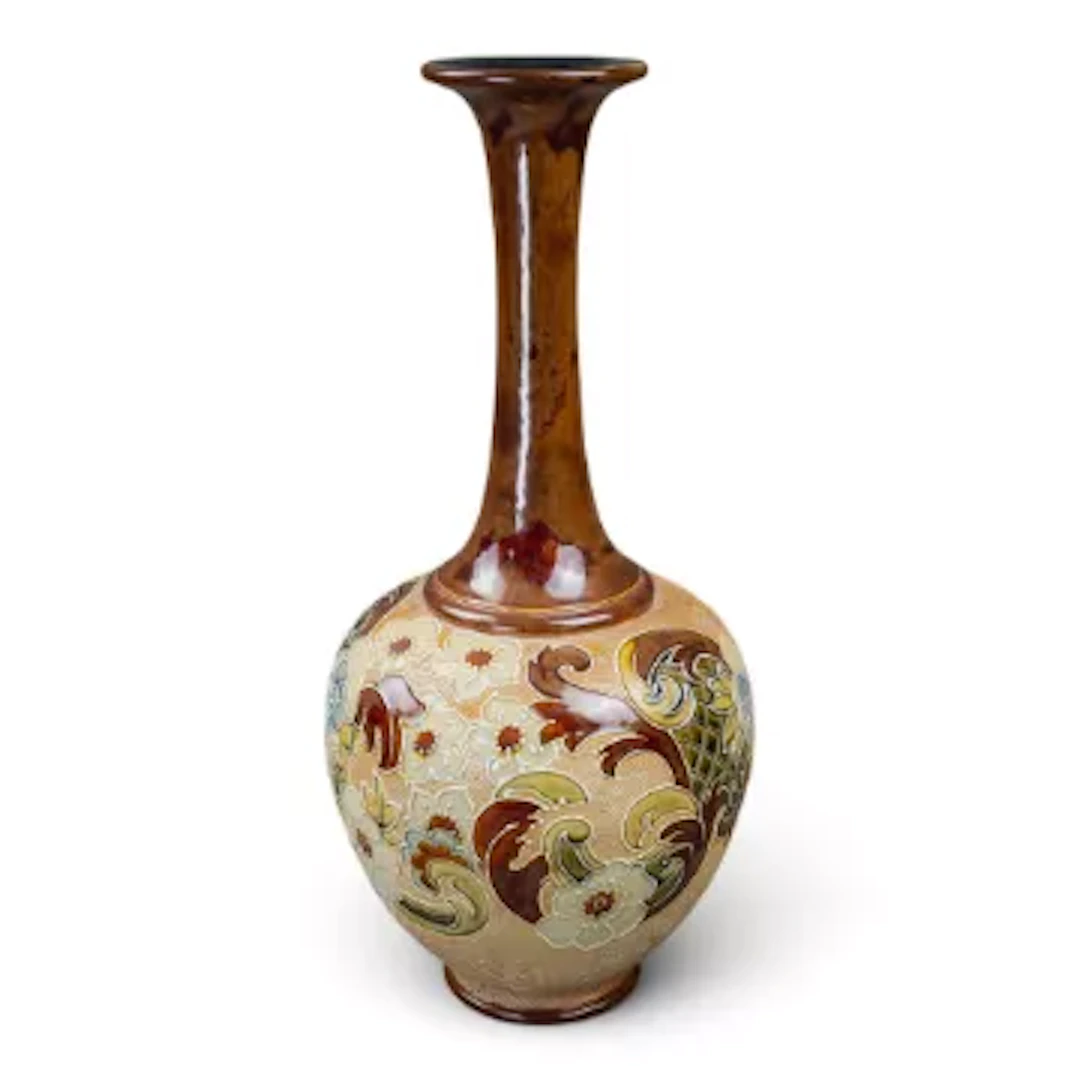 A large Royal Doulton Lambeth Slaters vase decorated with an embossed