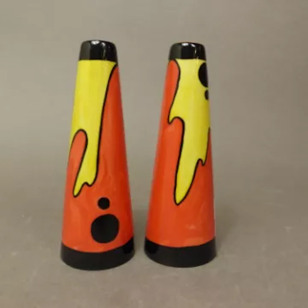 A pair of Lorna Bailey salt and pepper cruets in the Lava pattern