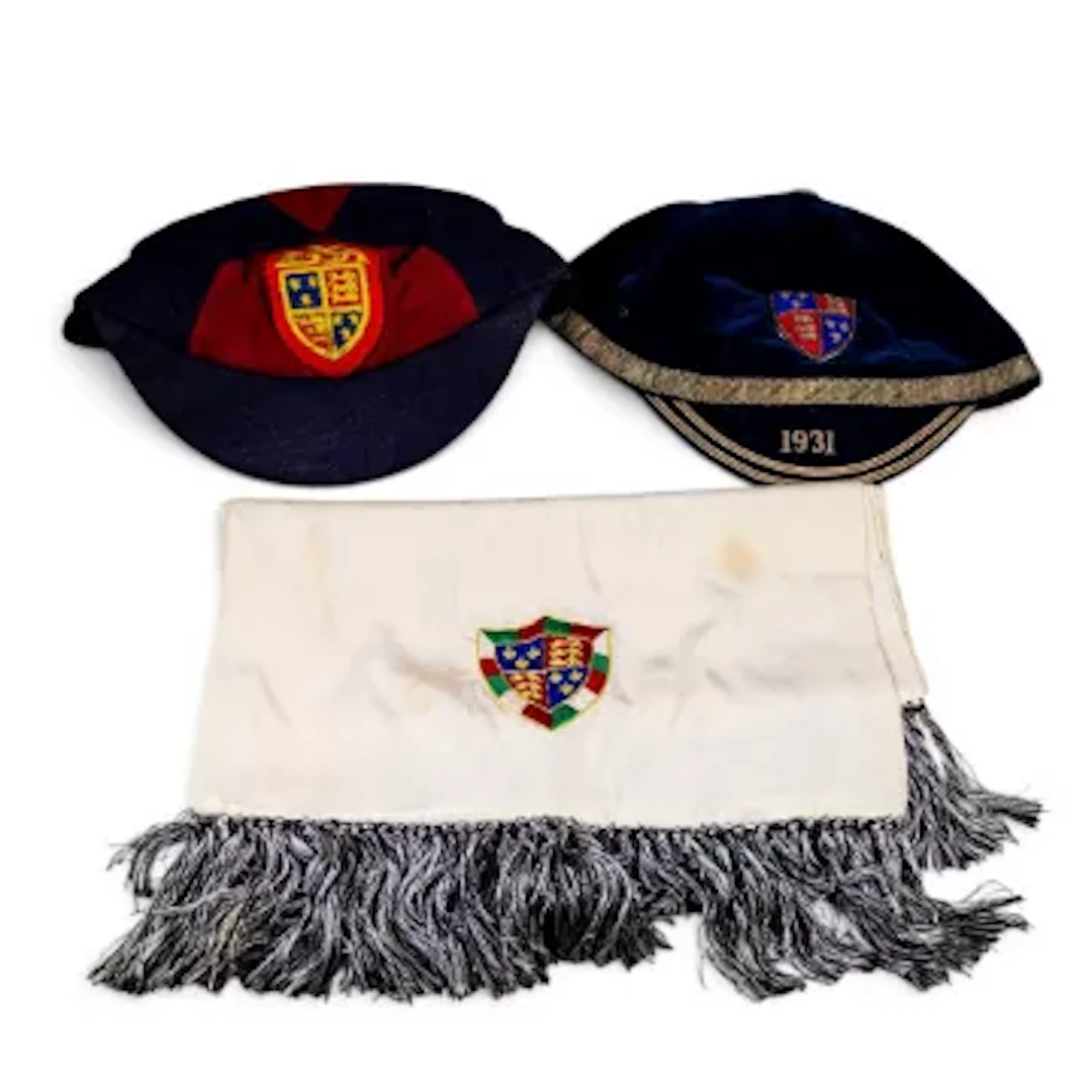 Two vintage Sports Honour (achievement) Caps, both with the embroidered