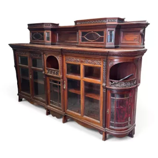 Lamb of Manchester 19th century large mahogany display sideboard.