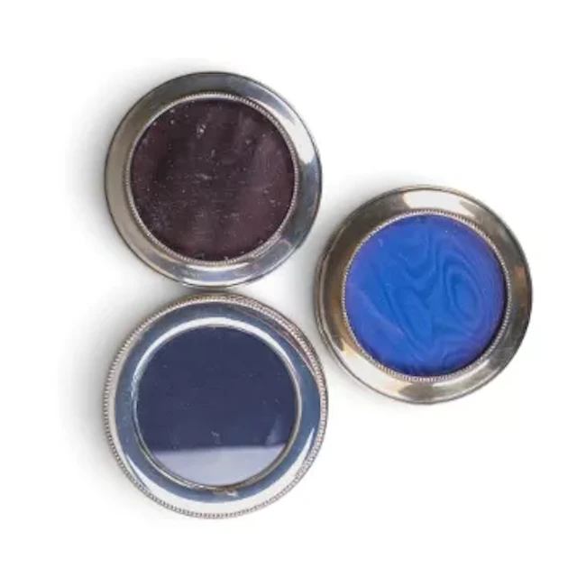3 x hallmarked silver photo frames, each about 11.5cm diameter appx.
