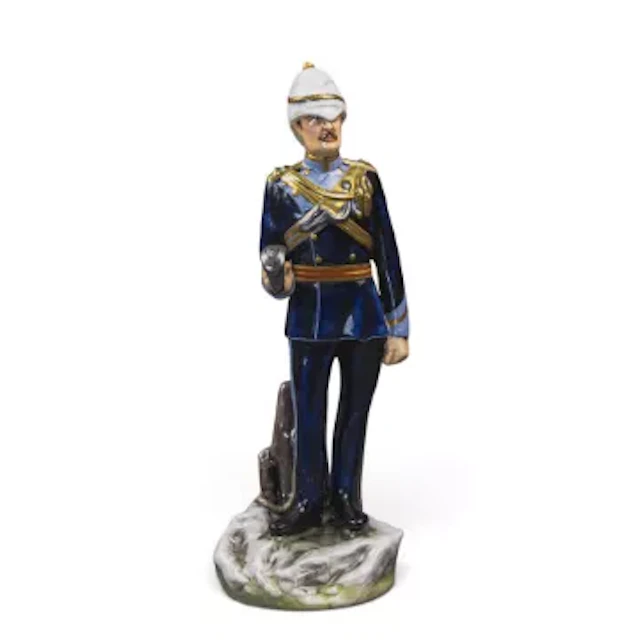 A Michael Sutty Pporcelain military figure Gardener's Horse, h.17.5cm