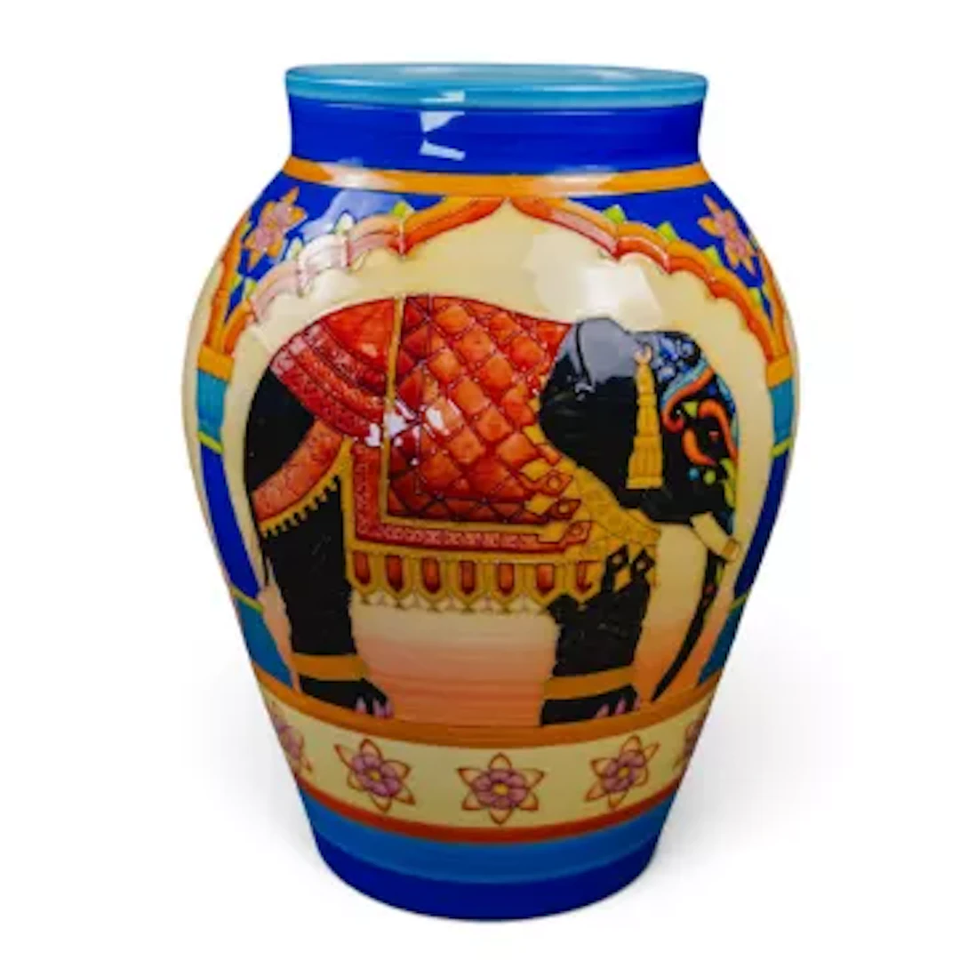 A large Dennis Chinaworks vase, featuring an Indian Elephant design
