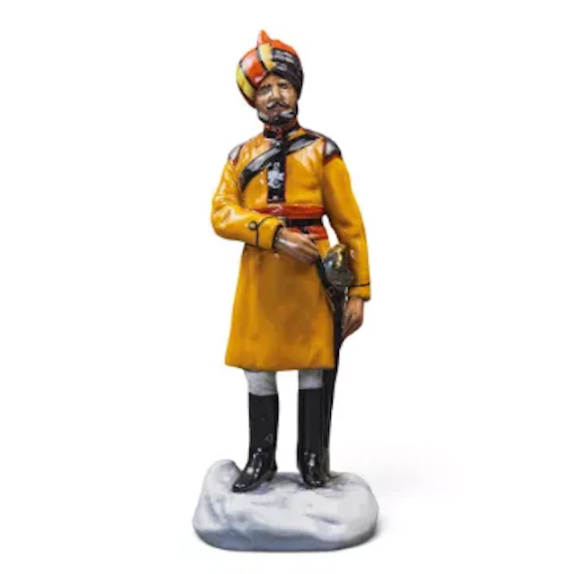 Michael Sutty porcelain military figure, Skinners Horse Sowar, h.29cm