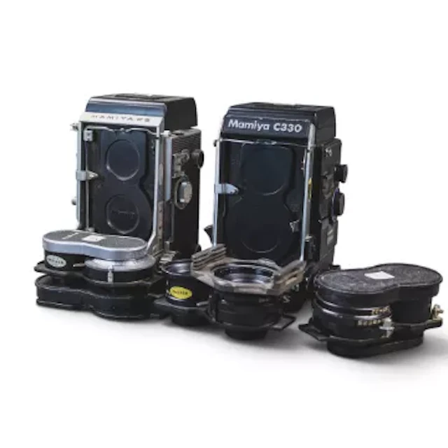 Mamiya C3 and Mamiya C330 TLR medium format cameras, with Mamiya-Sekor