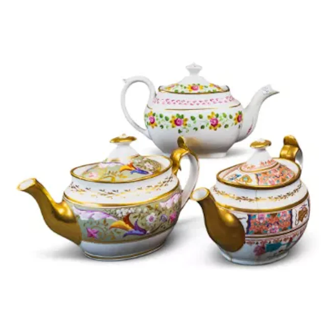 A group of 3 English porcelain 19th century teapots by various manufacturers