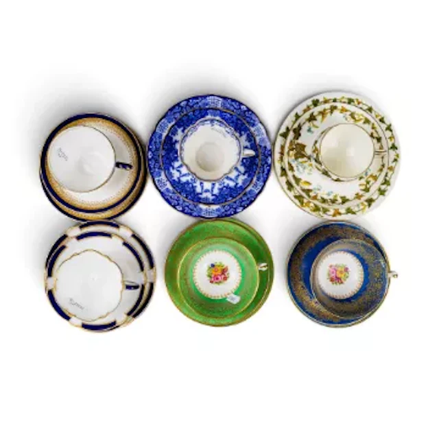 A group of 6 trios (cup, saucer & tea plate) by George Jones, Crescent