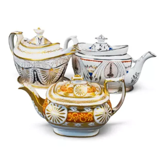 A group of 3 English porcelain 19th century teapots by various manufacturers