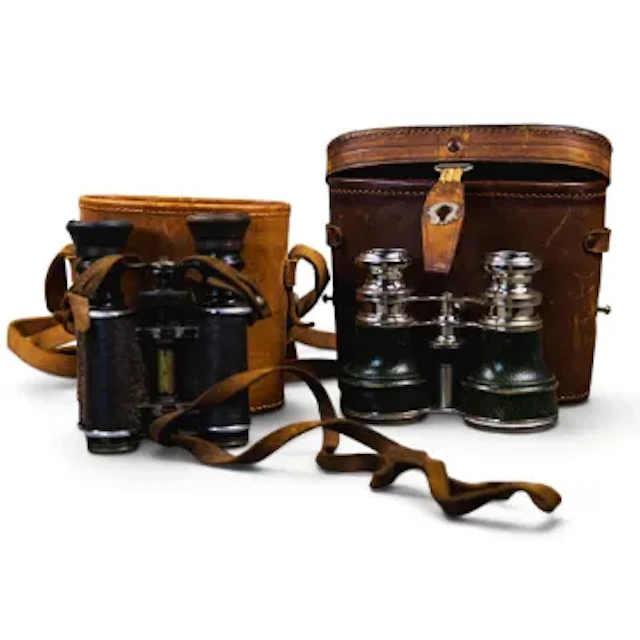 The Haverlock Prism binoculars with 8x magnification, in brown leather