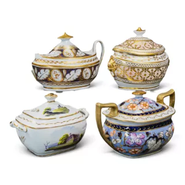 Four English porcelain 19th century sucriers & covers, various manufacturers