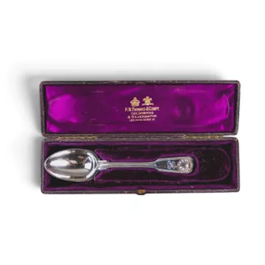 A set of silver spoons, London 1858, F.B. Thomas & Co., New Bond St.