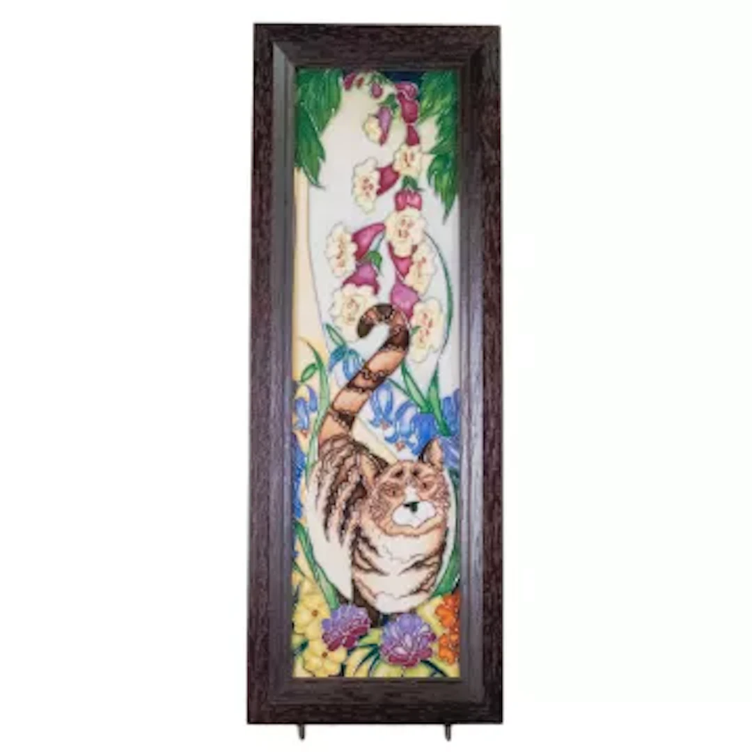 Moorcroft framed plaque Tabby Cat by Rachel Bishop. Numbered Edition