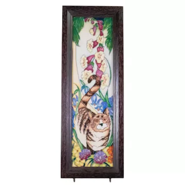 Moorcroft framed plaque Tabby Cat by Rachel Bishop. Numbered Edition