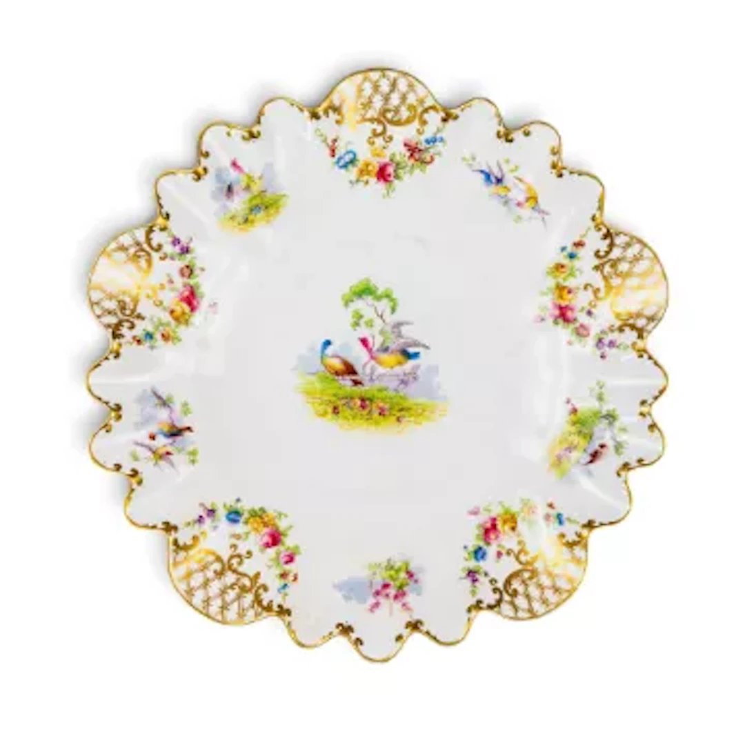 A George Jones, Crescent China shallow dish, with fluted rim, featuring