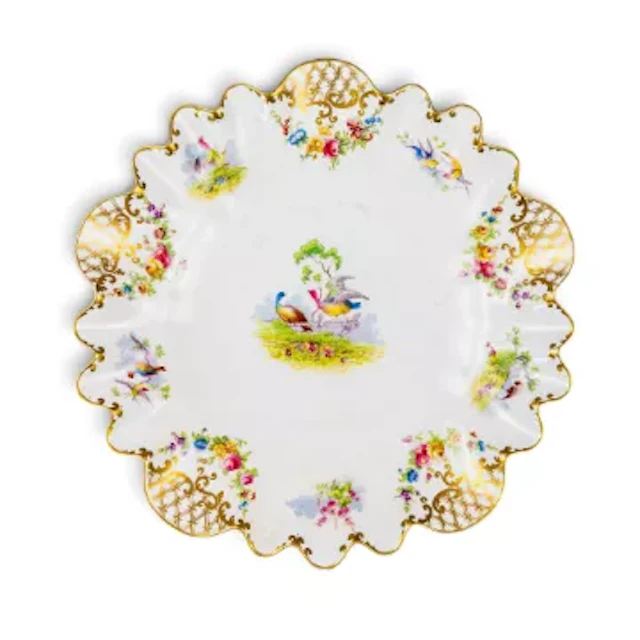 A George Jones, Crescent China shallow dish, with fluted rim, featuring