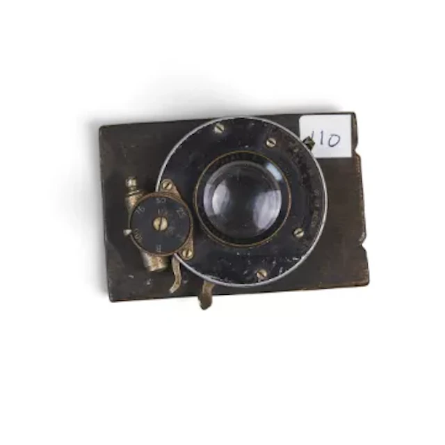Late 19th/early 20th century large format camera lens on wooden lens